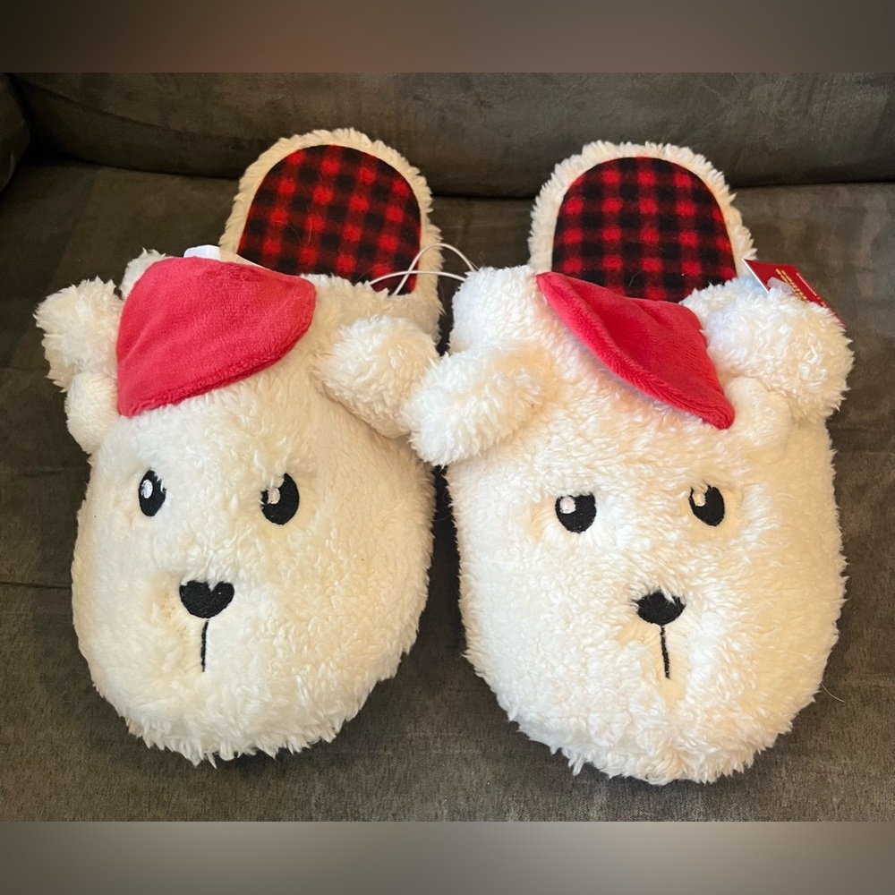 Slippers Women’s Christmas Bears, Size Large 8/9 NWT